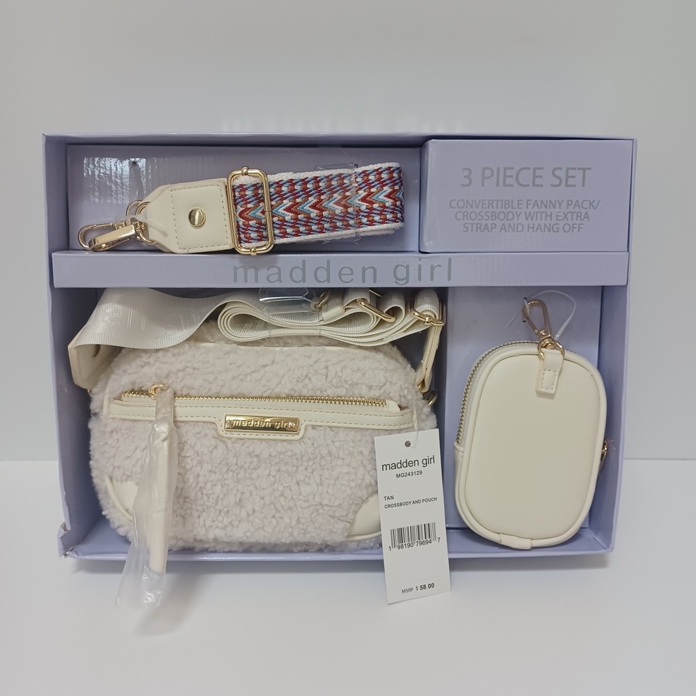 Madden Girl 3 PIece Gift Set Convertible Fanny Pack Crossbody with Strap NIB